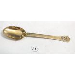 A 17th century silver gilt triffid spoon with silver monogram to terminal by John Cory, London 1697,