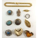 A collection of vintage costume jewellery to include a Trifari brooch, Monet necklace, Miracle