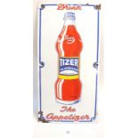 A vintage enamel 'Tizer The Appetizer' enamel Advertising sign, 61 x 30cm