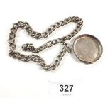 A part silver chain and a continental silver pocket watch case, combined weight 50g
