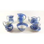 A group of George Jones Abbey china including teapot, hot water jug, two cups and saucers and