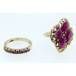 Two 9 carat gold ruby rings, 6.6g