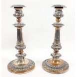 A pair of Victorian Sheffield plated candlesticks, 28cm