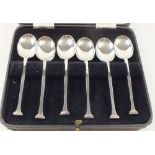 A set of six seal top silver teaspoons, cased Sheffield 1941 by Pinder Bros