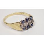 An 18 carat gold sapphire and diamond ring - cased, size N, 3.5g