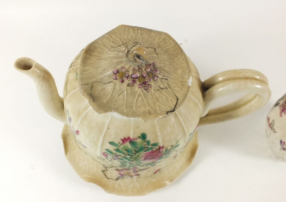 A Japanese early Satsuma part tea service decorated in famille rose pallette comprising: teapot, - Image 3 of 3