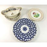 A Victorian Wedgwood oval dish and three dessert plates, a pair of Chamberlain Worcester plates