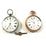 A silver pocket watch and a gold plated one