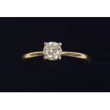 A 9 carat gold solitaire diamond ring - cased, estimated diamond weight 0.25ct, size I, 1.5g