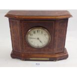 An early 20th century burr walnut mantel clock - base detached