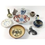 A small selection of ceramics to include a Metzler and Ortloff seal, Japanese Imari dish, Dresden