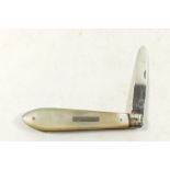 A silver and mother of pearl folding fruit knife, Sheffield 1901 by Walker & Hall