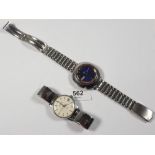 A Seiko Bell-Matic stainless steel vintage gentleman's wrist watch with blue dial (strap a/f) and