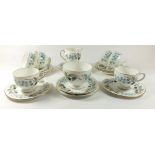 A Wedgwood 'Spring Morning' tea service comprising: six cups and saucers, six tea plates, milk and