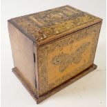A Tunbridge Ware small cabinet of drawers decorated butterfly - in poor condition, 17cm x 14cm