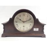 A 1930's Pleasance and Harper oak mantel clock, 22cm