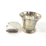 A silver vesta case, Birmingham 1919 and a Swedish silver 'Curling, 1927-32' cup, combined weight