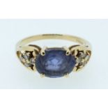 A 9ct gold amethyst and diamond ring, import marks for Sheffield 1995, size L-M, 2g