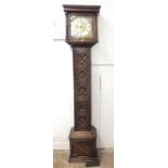 An 18th century 30 hour single hand longcase clock of small proportions with 19th century Jacobean