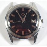 A Solvil Titus stainless steel gentleman's vintage wrist watch No. 6030A, with black dial and date