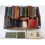 A box of antique literary books - mainly leather bound