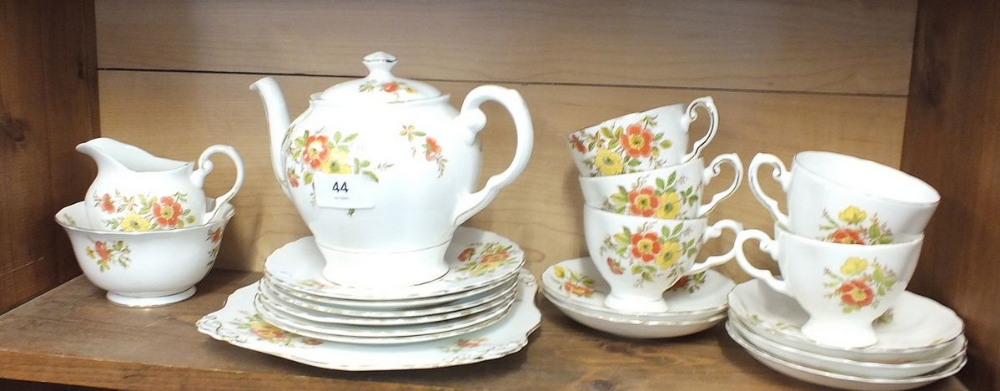 A Tuscan floral tea service comprising: six cups and saucers, teapot, jug and sugar and cake plate - Image 2 of 2