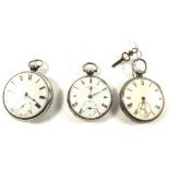 A silver pocket watch by C Williamson, Royal Exchange and two other silver pocket watches