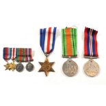A WW2 British medal trio group with miniature medal set, unattributed