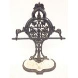 A Victorian cast iron stick stand with floral and foliage decoration