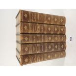 Five volumes by Jane Austen leather and cloth binding, published by Macmillan