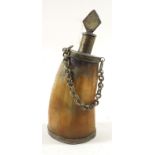 A small horn flask with metal mounts, 11.5cm