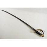 A mid 19th century American sword with brass handle, blade 91cm