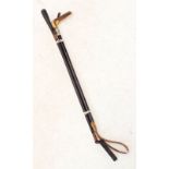 A silver and horn handled riding crop, a/f and a leather one