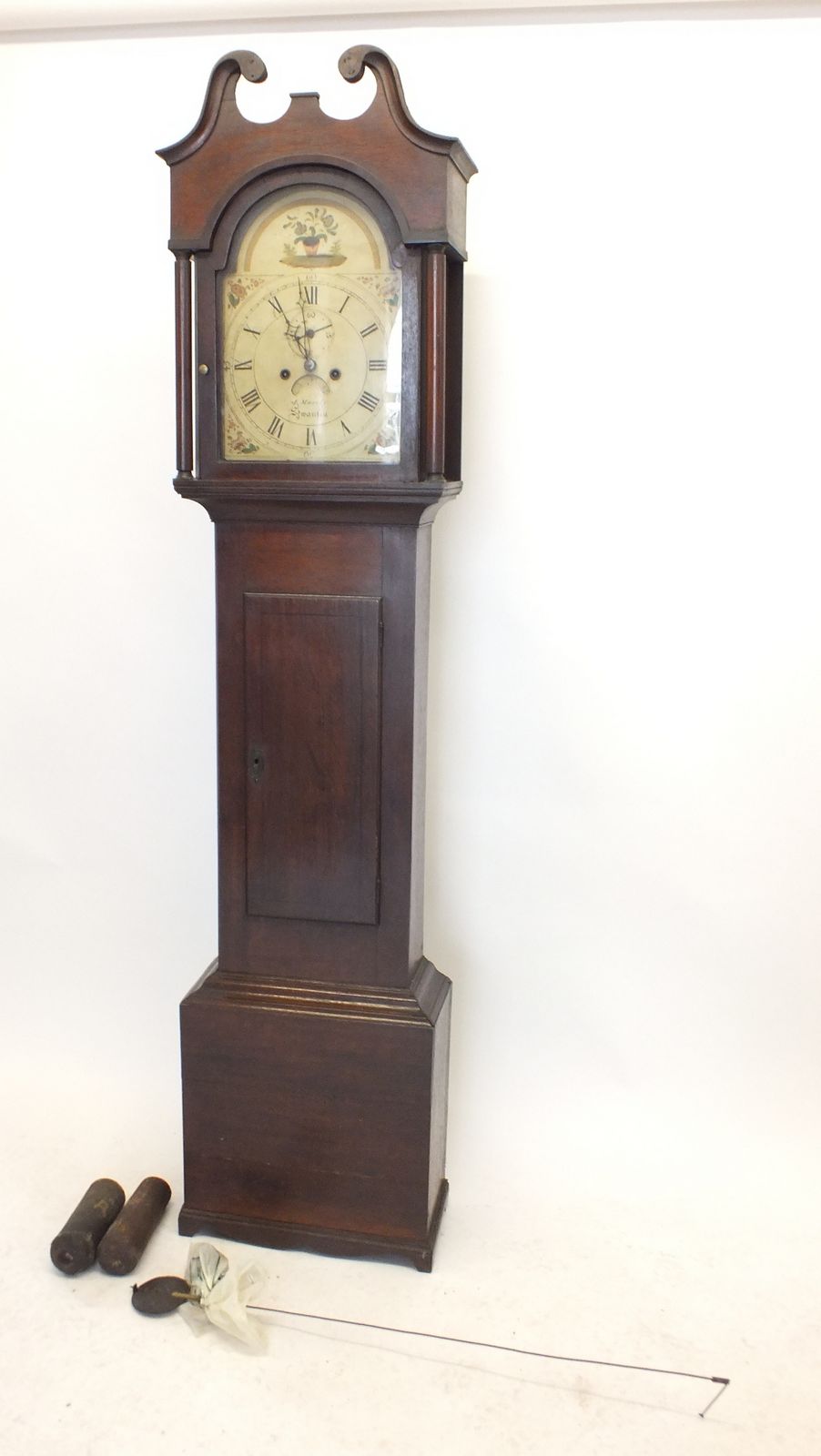 An 18th century oak longcase clock with painted dial by J Moseley, Swansea, eight day striking - Image 2 of 4