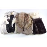 A ladies black and white fur and suede coat, fur stole, Blaiwais fur hat together with a ladies