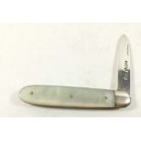 A silver and mother of pearl fruit knife, Sheffield 1903 by James Fenton