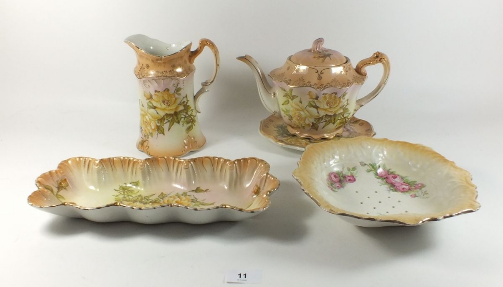 A group of Victorian style china printed yellow roses