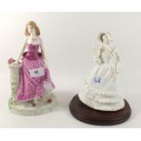 A Worcester porcelain figure of a lady and a Coalport one