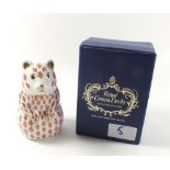 A Royal Crown Derby Imari paperweight in the form of a hamster (gold seal)