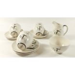 A Royal Doulton vintage Bamboo coffee set comprising: six cups and saucers, jug and sugar bowl