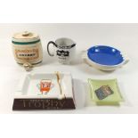 A group of Brewery bar advertising items including Guinness ashtray, Buchanan's jug etc.