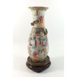 A 19th century Canton vase painted figures - repaired to rim, 25cm