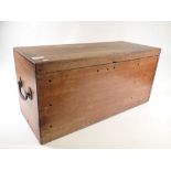 A mahogany box with carrying handles, 65 x 26 x 30cm with label for Harry W Cox Ltd, makers of x-ray