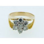 An 18 carat gold diamond cluster ring, size K to L, 4.5g