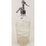 A Stretton Hills glass mineral water soda siphon 'This Syphon is the property of...