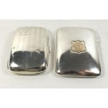 Two silver cigarette cases one Birmingham 1900, William Harrison Walter with 9 carat gold cartouche,