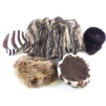 A box of fur hats and other furs
