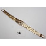 A 9 carat gold Omega ladies wrist watch and strap, 31g total