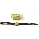 An 18 carat gold French ladies wrist watch and another wrist watch