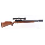 .22 Webley Axsor pre charged bolt action air rifle, barrel threaded for moderator, mounted 4 x 40